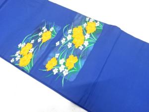 草花模様織り出し　名古屋帯